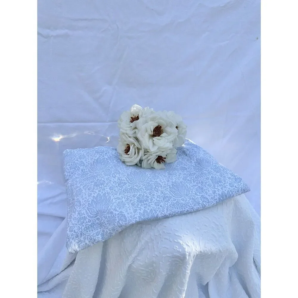 Ralph Lauren TWIN Flat Sheet Blue White Toile Jacobean Cotton French Country EUC